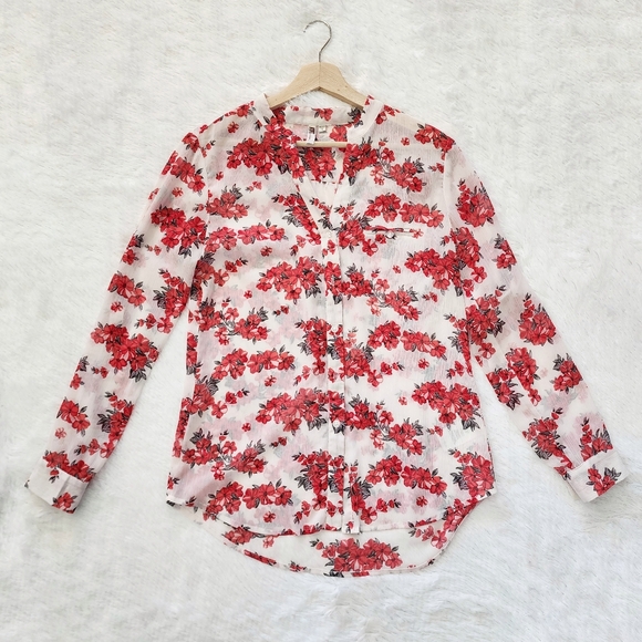 Kut From The Kloth White Floral Button Up Blouse - Picture 1 of 4